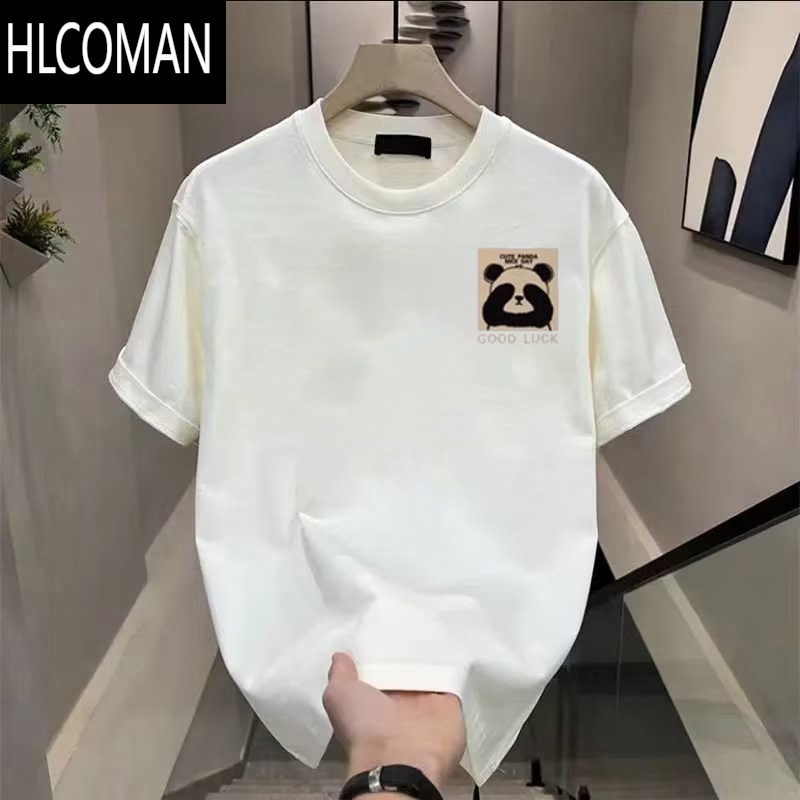 HLCOMAN2025夏季新款短袖t恤男上衣青少年黑色体恤半袖