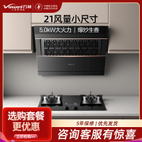 万和(Vanward)21m³吸力侧吸抽排油烟机5.0KW燃气灶套装J320A Pro+JZT-B6L60天然气烟灶套装
