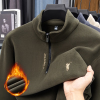 含绵羊毛自发热420克卫衣男冬季加厚保暖立领半拉链打底衫男