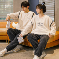 情侣睡衣女款春秋冬季珊瑚绒加厚加绒保暖一男士一女士家居服套装_364