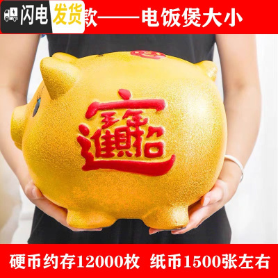 三维工匠陶瓷金猪硬币纸币存钱罐储蓄罐储钱罐儿童小猪创意不可取超大容量 6号单猪[可取款]+送金垫