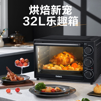 格兰仕Galanz下拉式30升卧式电烤箱双层玻璃门上下一体控温DX30