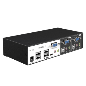 迈拓维矩MT-0201VK 工业级kvm切换器2口usb带音频显示器电脑vga2进1出