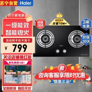 Haier/海尔燃气灶JZT-Q235(12T)台嵌两用式4.2KW宽频大火力 智能熄火安防天然气灶具双灶 海尔厨房电器
