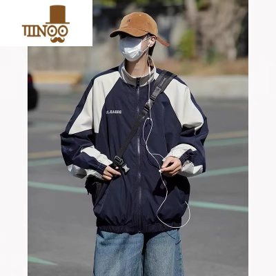 YANXU冲锋衣外套男美式户外潮牌痞帅撞色拼接宽松休闲棒球服夹克