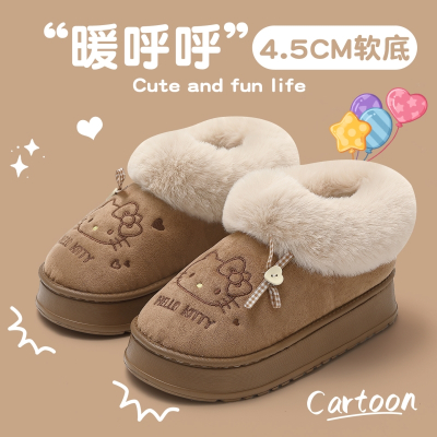 包跟棉拖鞋女2025新款秋冬室内防滑可爱厚底加绒保暖棉拖外穿
