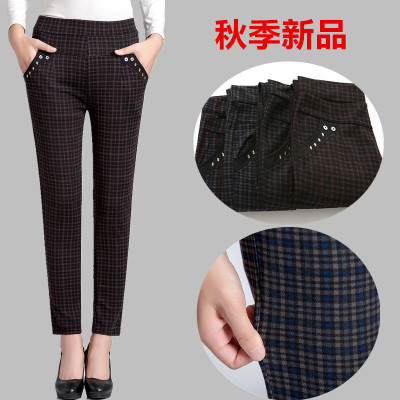中老年女裤春秋打底裤高腰弹力妈妈装春秋裤中年女修身打底小脚裤
