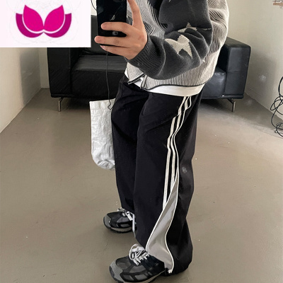 七斓美式复古垂感裤子宽松慵懒风街头高街学院风运动裤情侣春季新款