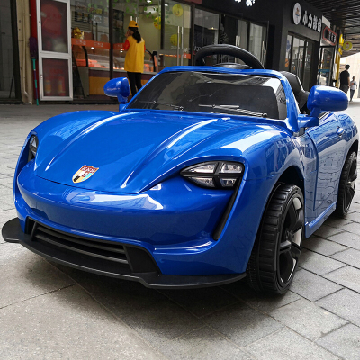 婴儿童电动车四轮可坐1-2-3-4-5岁遥控汽车摇摆带灯光音乐童车宝宝玩具车可坐人蓝色双驱以上功能+12V7AH-