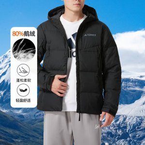 阿迪达斯 (adidas)男装羽绒服新款户外防风运动连帽御寒保暖鹅绒夹克外套IX5621 ZP