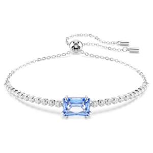 Swarovski 女款经典手链水晶镶嵌蓝色方形宝石优雅时尚饰品