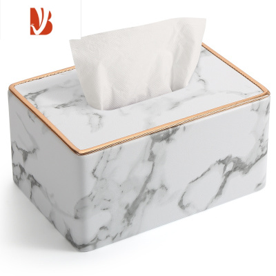 三维工匠纸巾盒客厅轻奢2022新款抽纸盒可定制简约商用酒店纸巾收纳盒 金边大理石纹中号(19*13.2*9.5cm)