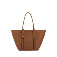 Michael Kors女款焦糖色牛皮翻盖托特包大容量手提斜挎女包金 tone 金属质感