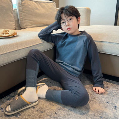 男童德绒保暖内衣套装秋冬款大童秋衣秋裤家居服儿童加厚睡衣