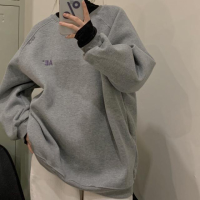 (JIAMEN)新品直营-户外运动2020秋冬新款韩版加绒加厚套头卫衣女长袖休闲上衣宽松外套ins潮