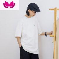 七斓清水町 SMZD 2023夏季新款日系纯色宽松圆领小标短袖T恤男女同款