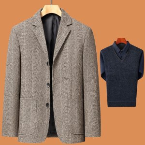 啄木鸟爸爸春装外套装中年西服男春秋季喜公公婚宴礼服中老年西装