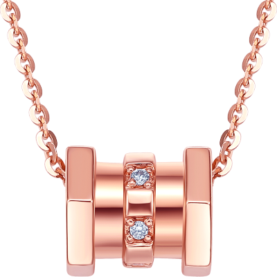 周大生钻石吊坠女18k玫瑰金au750小蛮腰挂坠项链正品18k金钻石小蛮腰吊坠