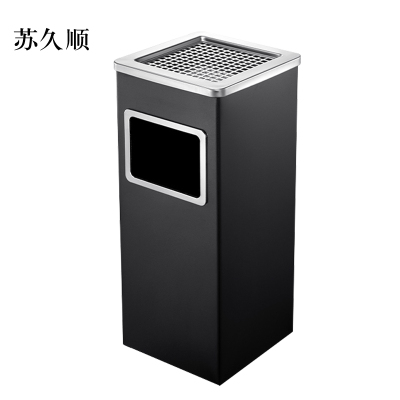 苏久顺不锈钢圆形大号商用垃圾桶立式烟灰桶电梯口高档户外方型黑色烤漆