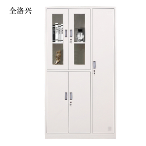 全洛兴钢制五门玻璃更衣柜员工柜铁皮职工储物柜带锁文件柜鞋柜资料柜子