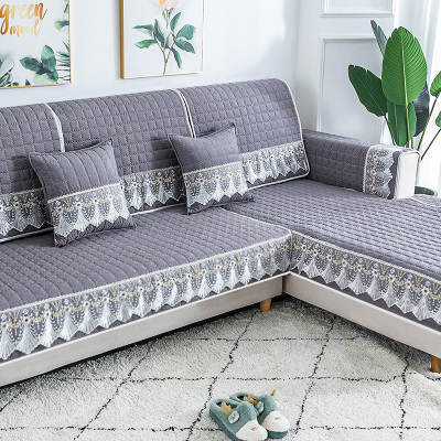 家柏饰(CORATED)四季通用防滑沙发垫坐垫子布艺全包萬能沙发套罩沙发盖布沙发巾 澜亭灰 110*160cm