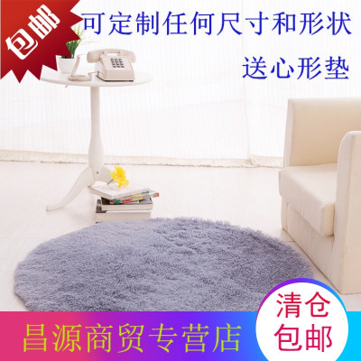 圆形纯色绒毛客厅地毯家用儿童卧室床前床边长毛垫瑜伽垫吊篮地垫