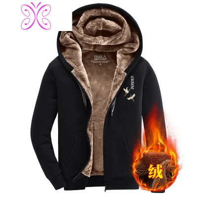 YUANSU开衫卫衣男加绒加厚拉链外套男士冬季潮流保暖加大码肥佬带帽上衣卫衣