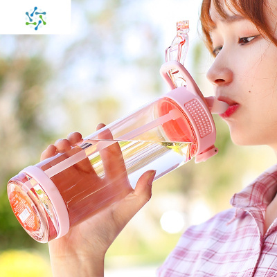吸管杯大人孕妇产妇少女带便携式可爱学生塑料防摔杯子简约的水杯三维工匠