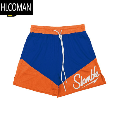 HLCOMAN美式篮球拼接运动网眼短裤男宽松休闲球裤训练速干五分裤