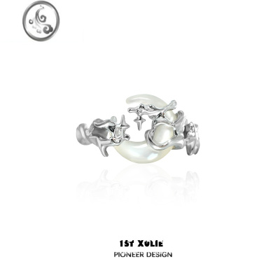 JiMi暗月骨兰1STXULIE原创银银戒指女小众设计冷淡风高级感食指开口戒