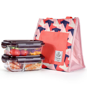 乐扣乐扣(LOCK&LOCK)耐热玻璃保鲜盒微波炉饭盒套装 LLG990S101-560ML*1+610ML*1