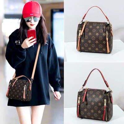 蒂兰仕包包女包2021新款DLS-001潮韩版经典老花休闲街头斜挎包女单肩包女欧美时尚水桶包明星同款大容量女士手提包