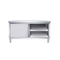 臻远不锈钢推拉门操作台移门打荷台 无需组装150*70*80单通拉门