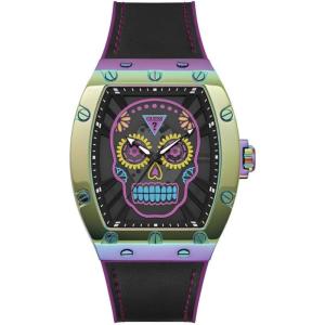 GUESS 男士手表 彩色酒桶盘 镂空霓虹骷髅头潮流时尚个性防水石英表