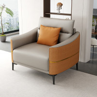 绵冠 简约时尚办公商务接待洽谈西皮沙发 卡其色单人位 860*820*880mm