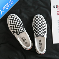 SUNTEK2023新款夏季帆布鞋一脚蹬运动鞋棋盘格板鞋平底鞋休闲鞋乐福鞋女