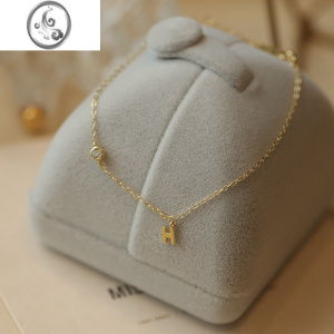 JiMiS925银银镀K金手链女生字母H带钻迷你气质百搭高级感饰品ins小众 925纯银字母H手链