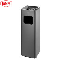 GNF烟灰缸垃圾桶16升长方形座地垃圾桶不锈钢带烟灰缸烟灰桶商用酒店餐厅大堂展厅吸烟区电梯口走廊立式灭烟桶高档