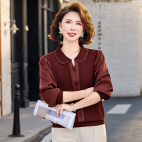 2026年气质妈妈装上衣女洋气春装中老年人薄款长袖中年女装衣服T