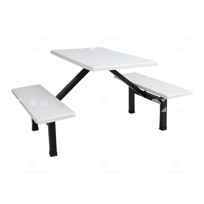 臻远 ZY4040848 玻璃钢餐桌椅组合食堂连体餐桌椅钢架条凳款