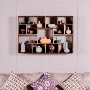 博古架实木中式壁挂墙上多宝阁隔断简约现代摆件客厅新古董展示柜