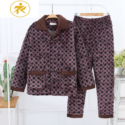 Ideamini男士。青少年睡衣中老年睡裤加绒睡袍冬秋季居家服色季加厚夹棉