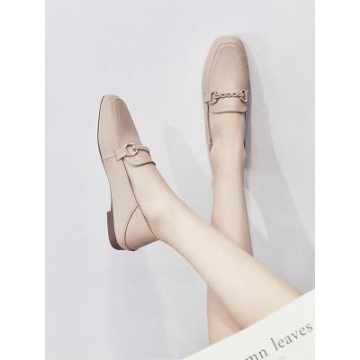 Ideamini皮乐福鞋女平底2021新款一脚蹬单鞋春秋季豆豆鞋懒人小皮鞋子女