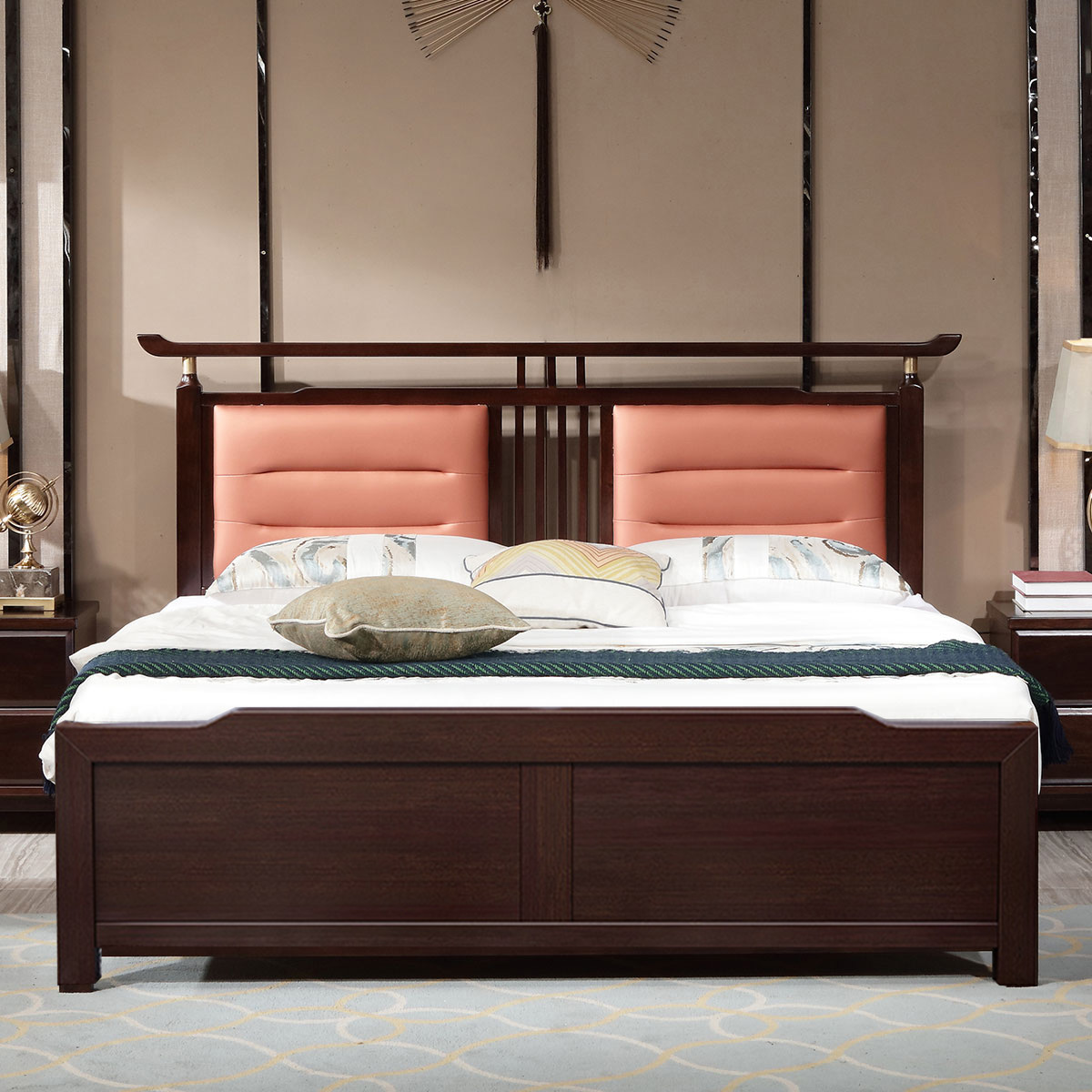 8米新中式双人大床现代轻奢卧室红木婚床