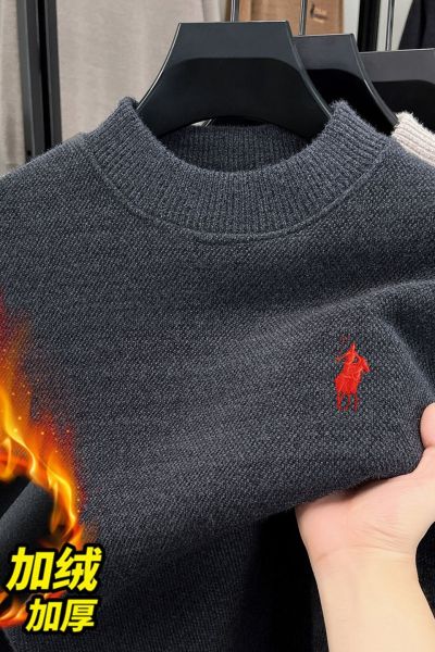 加绒男士毛衣2025冬季新款时尚半高领加厚保暖针织打底衫男