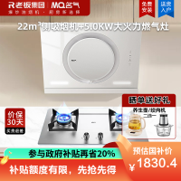 名气白色抽油烟机A3583-Q侧吸小尺寸22m³360°环形拢烟磁吸导风板易清洁 +5.0KW燃气灶A6510G