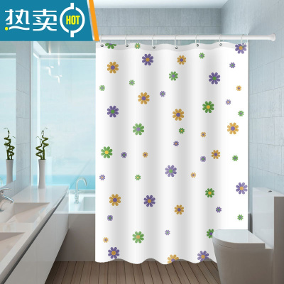 敬平卫生间浴帘套装免打孔浴室隔断帘防水浴帘布洗澡帘窗帘挂帘子