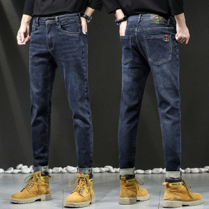 春秋男士裤子牛仔裤刺绣潮牌时尚裤子男潮流修身显瘦小脚裤