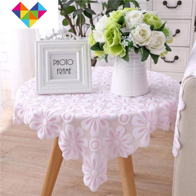 沙发巾浅蓝色罩子白色蒙纱巾四季套盖布垫网三角形蕾丝靠背手巾R47-粉色升级小花(24针超厚)90*180cm长方巾