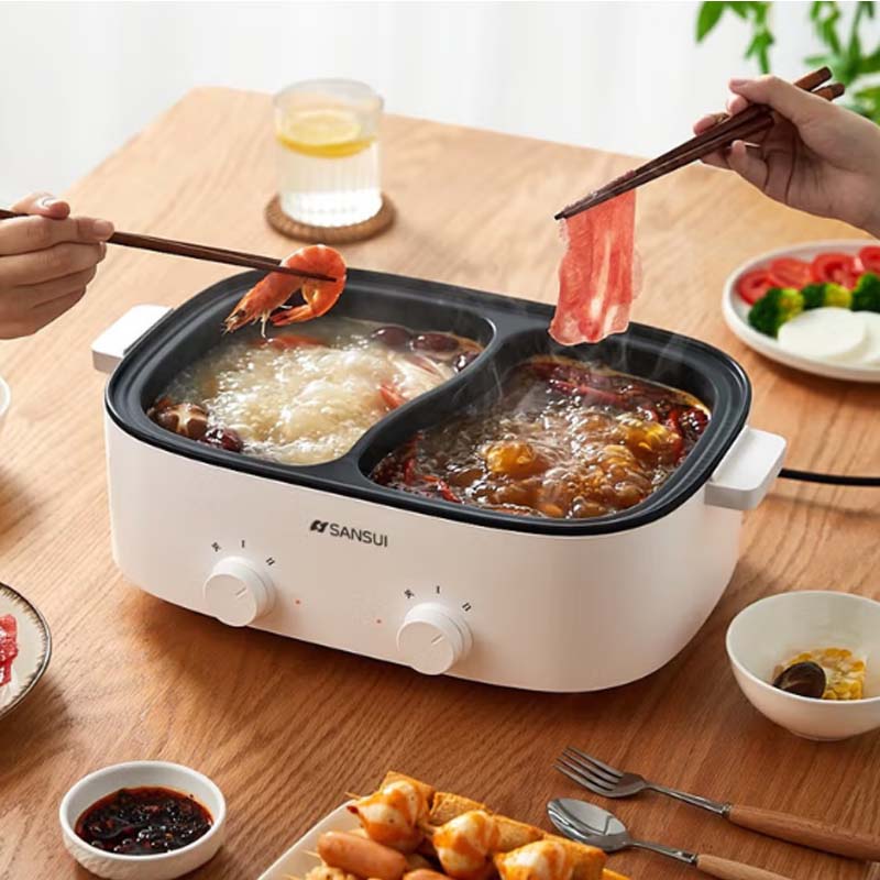 山水(SANSUI) 电火锅家用电煮锅多功能锅电热锅分体式电炒锅5L 鸳鸯火锅SHG-3055